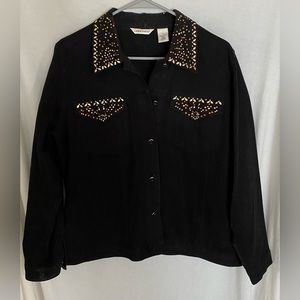 Laura Ashley Chocolate Embellished Jean Style Jacket 100% Cotton Size L
